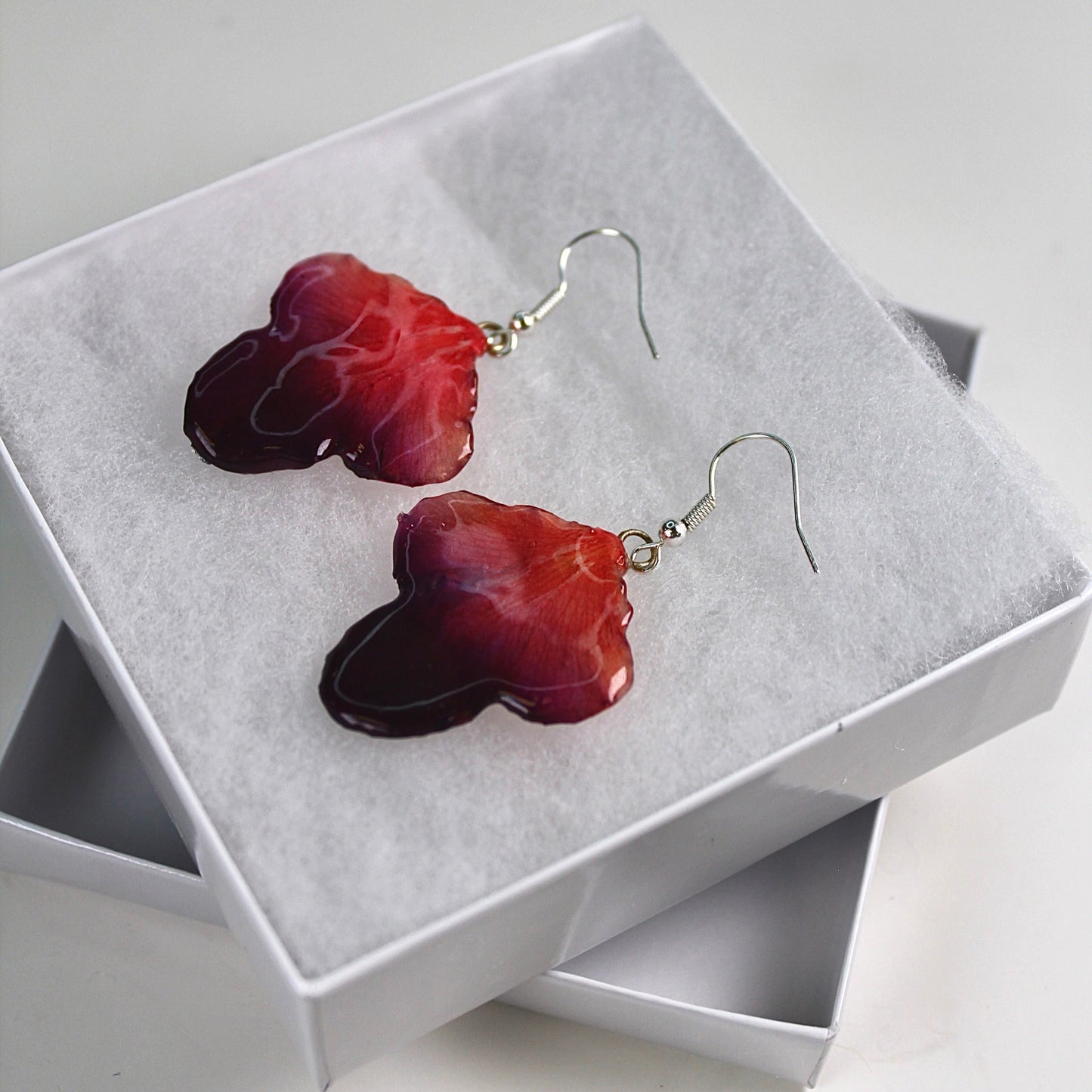 Real Flower Pink/Purple Dendrobium Orchid Petal Earrings