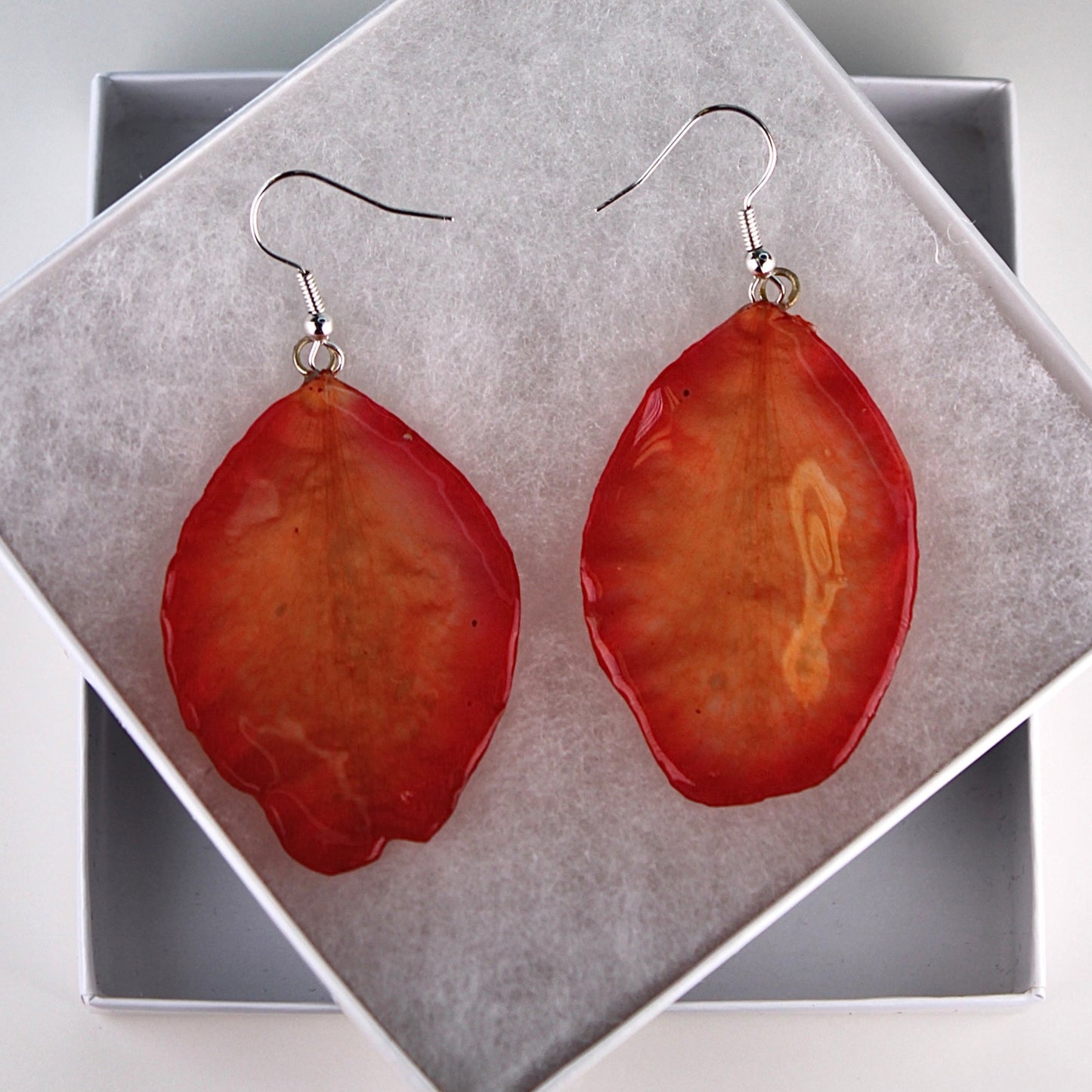 Real Flower Orange/Yellow Orchid Petal Earrings