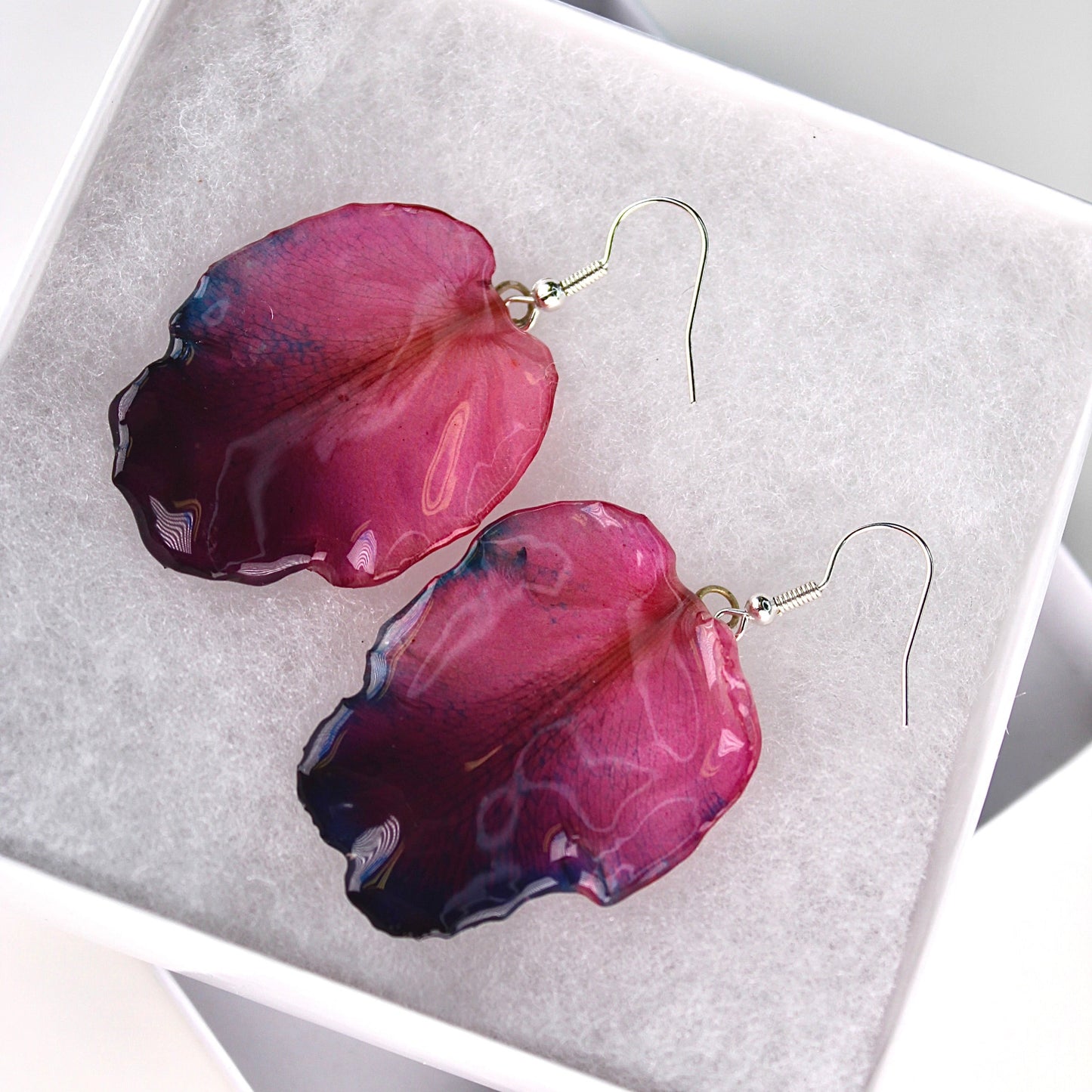 Real Flower Purple Cattleya Orchid Petal Earrings