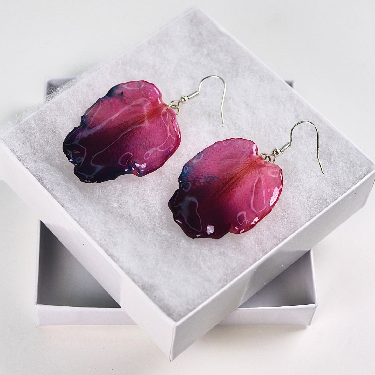 Real Flower Purple Cattleya Orchid Petal Earrings