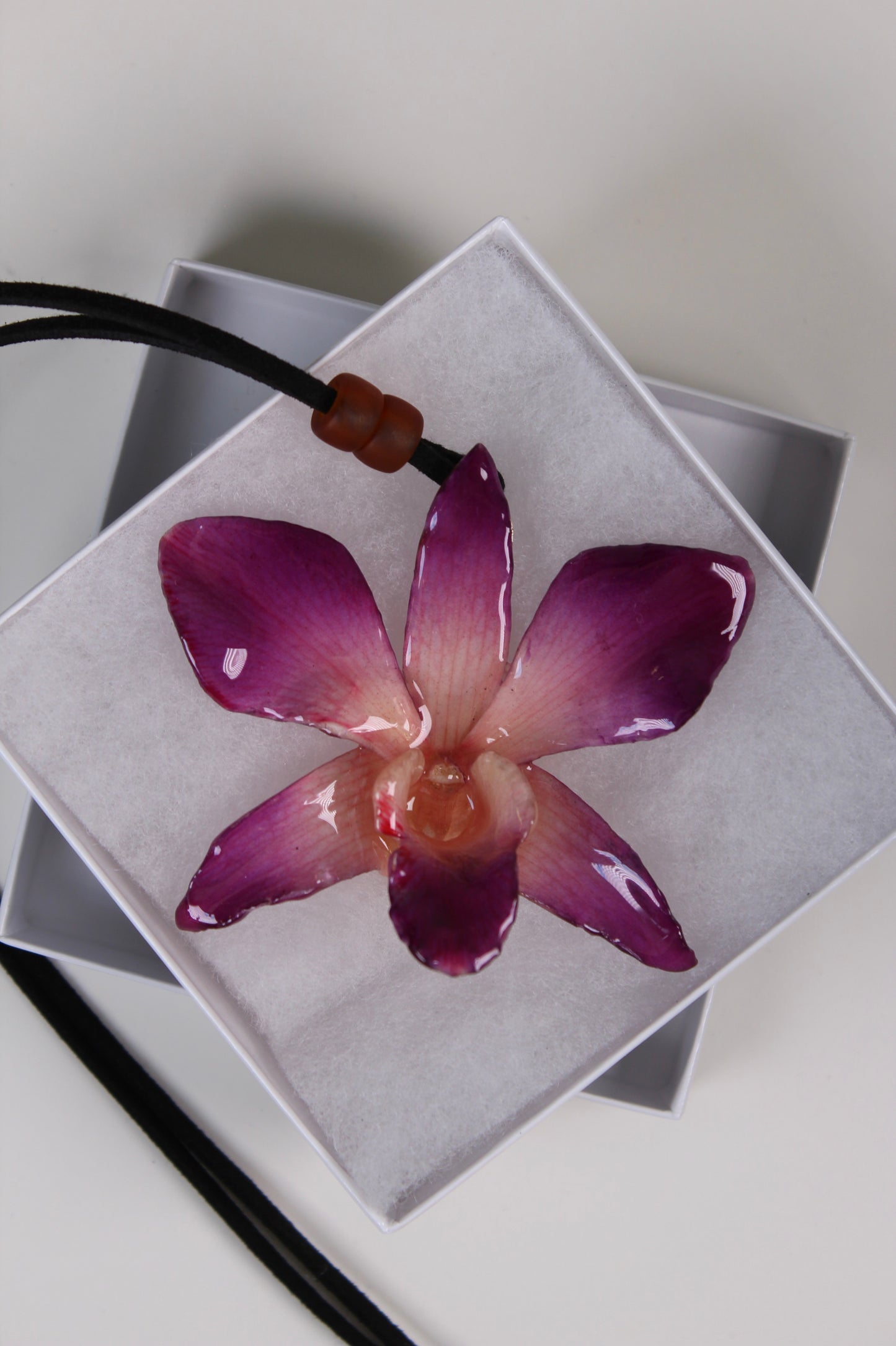 Real Flower Large Pink/Purple Dendrobium Orchid Necklace