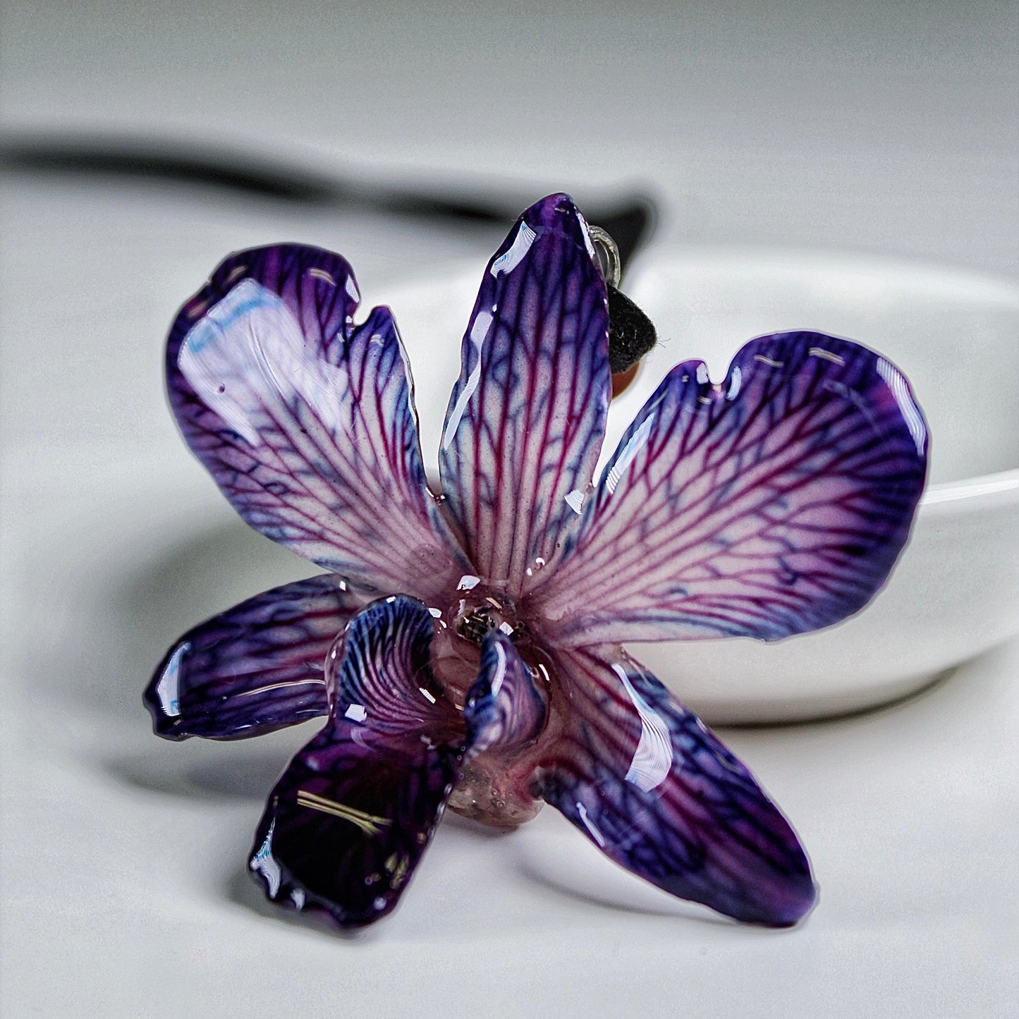 Real Flower Small Blue/Purple Dendrobium Orchid Necklace