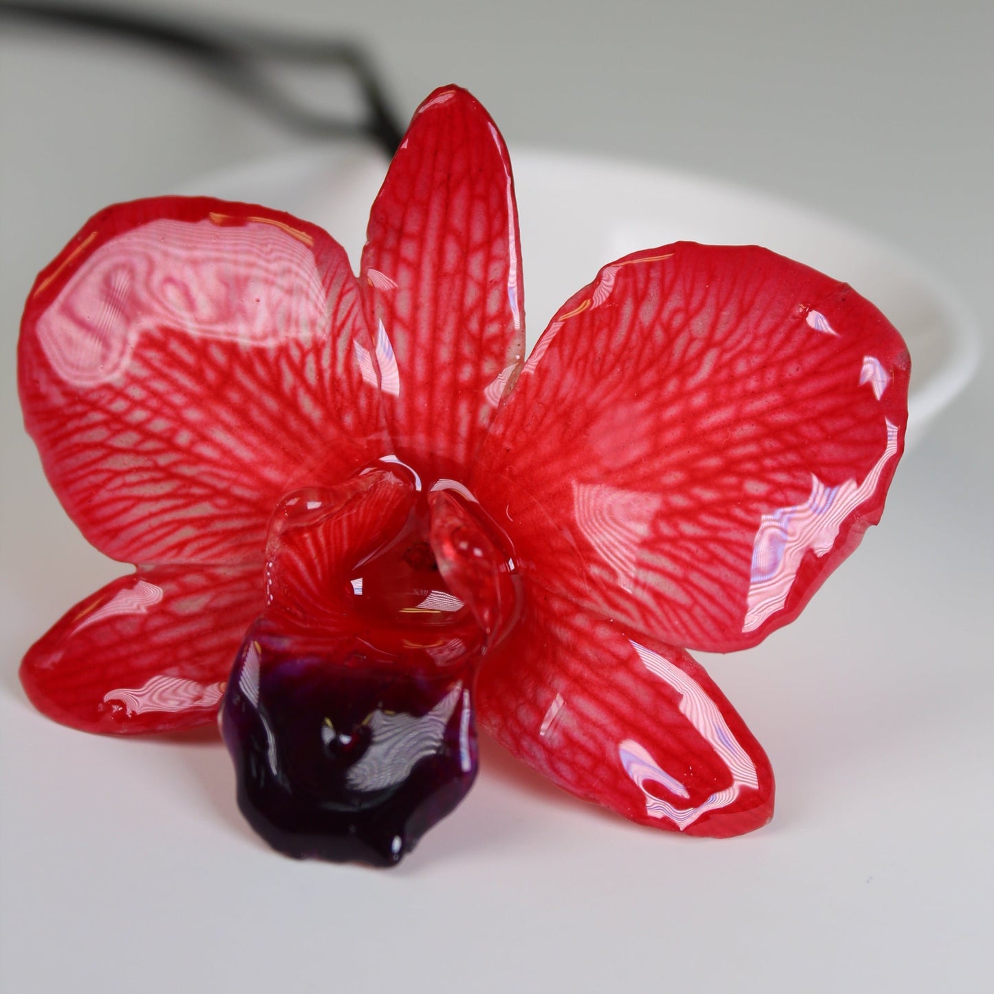 Real Flower Medium Red/Purple Dendrobium Orchid Necklace