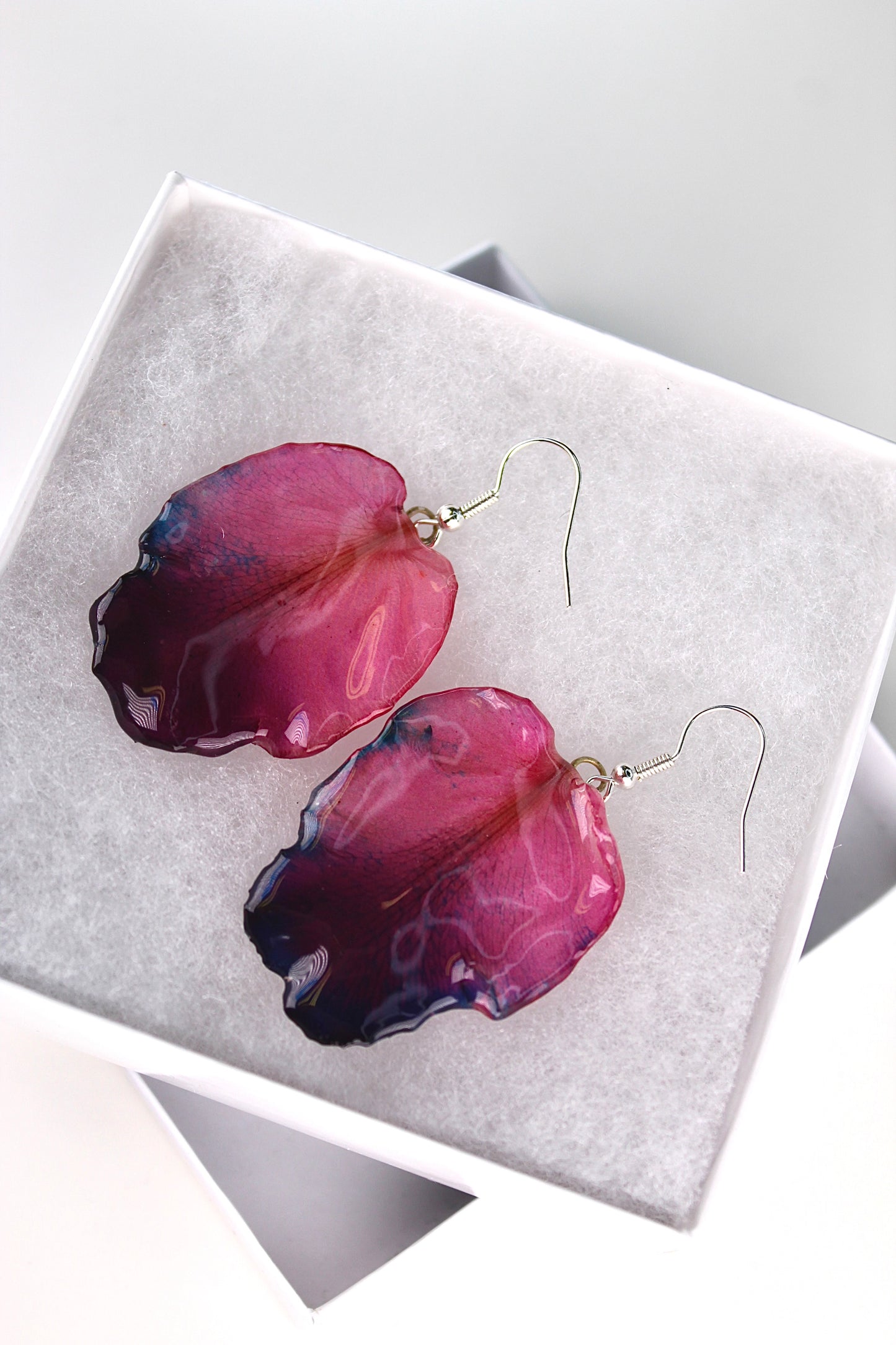 Real Flower Purple Cattleya Orchid Petal Earrings