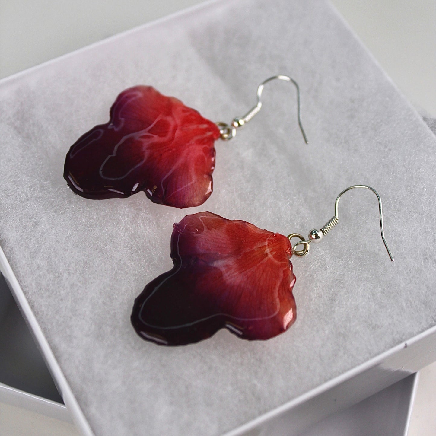 Real Flower Pink/Purple Dendrobium Orchid Petal Earrings