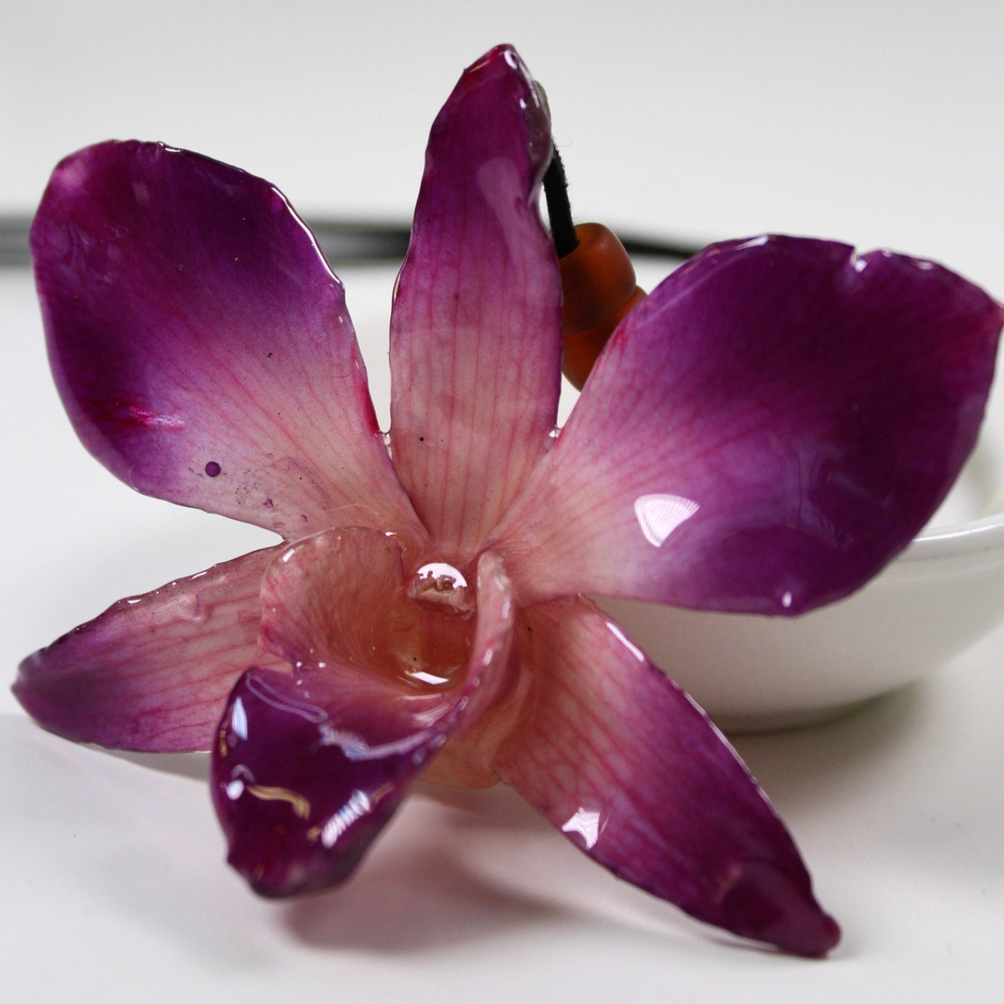 Real Flower Large Pink/Purple Dendrobium Orchid Necklace